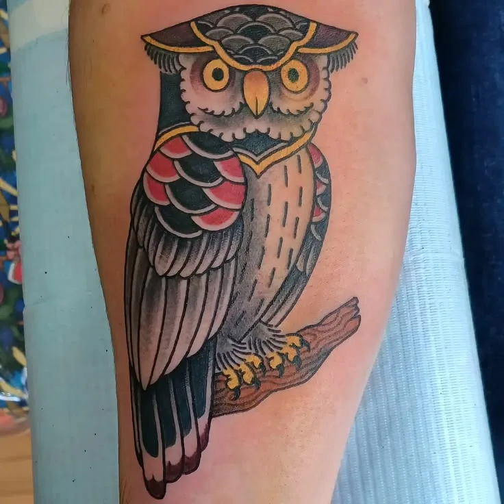 American Traditional Owl Tattoo