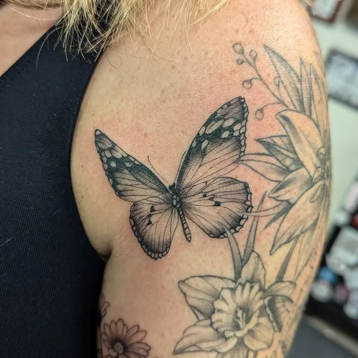 Fineline Butterfly Tattoo