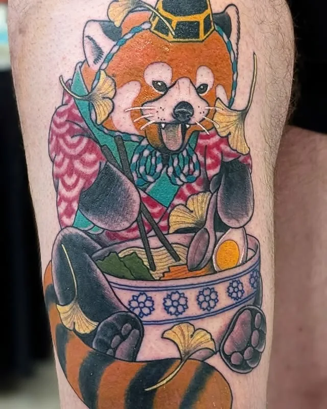 Neotraditional Red Panda Colour Tattoo